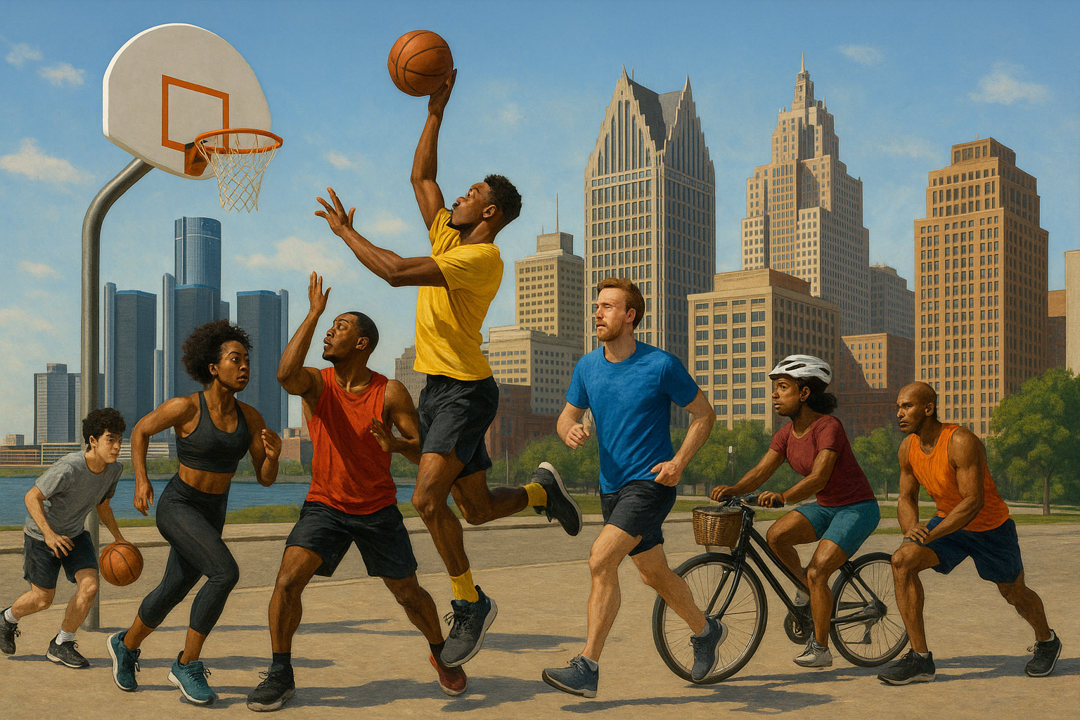 Detroit city people doing sports