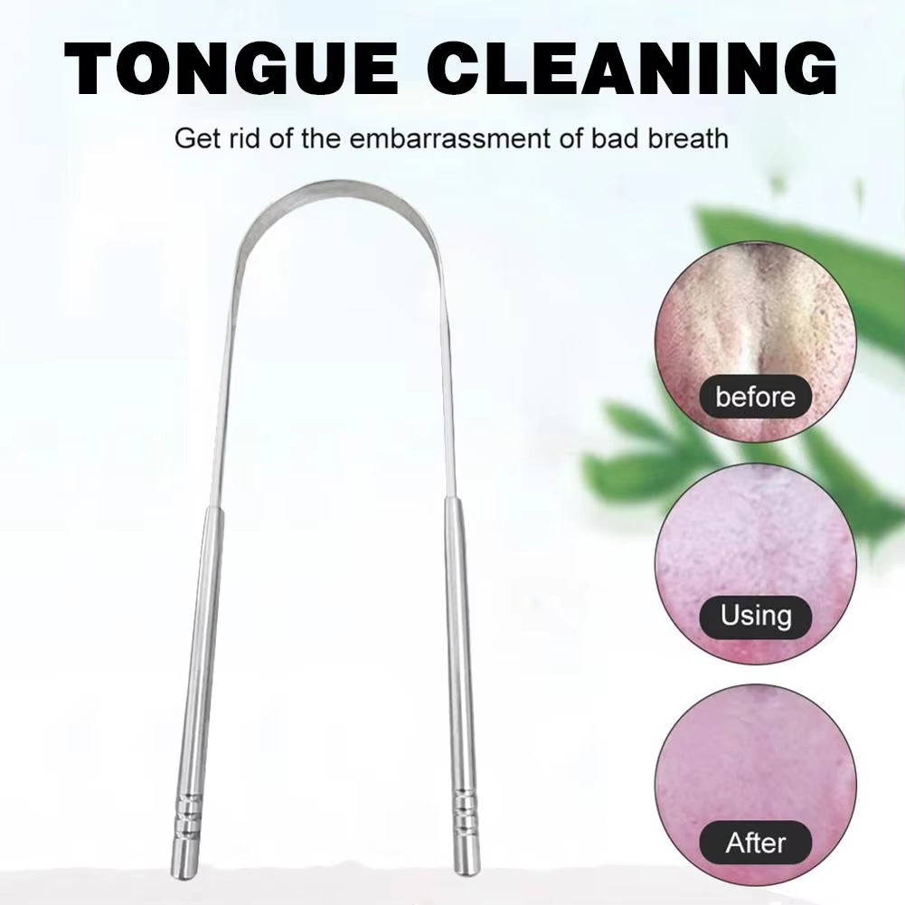 1Pcs Steel Tongue Scraper U-Shaped Metal Fresh Breath Cleaning Coated Tongue Toothbrush Oral Hygiene Care Tools