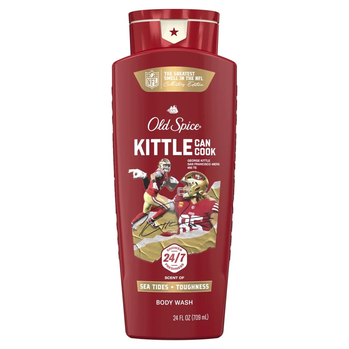 Body Wash for Men, NFL Collection, Kittle Can Cook, Scent of Sea Tides + Toughness, 24Oz