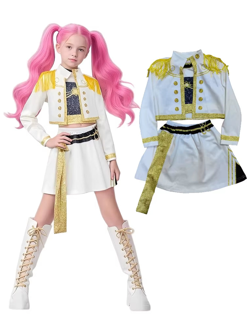 Kids Rumi Mira Zoey Cosplay Kpop Demon Hunters Girl Costume K Pop Huntrix Golden Costume Child Halloween Party Clolthes Outfit