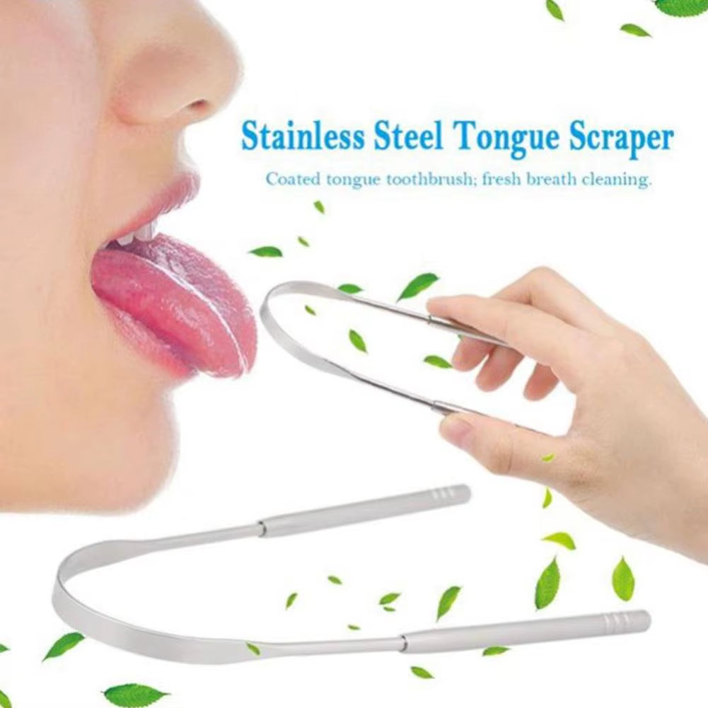 1Pcs Steel Tongue Scraper U-Shaped Metal Fresh Breath Cleaning Coated Tongue Toothbrush Oral Hygiene Care Tools