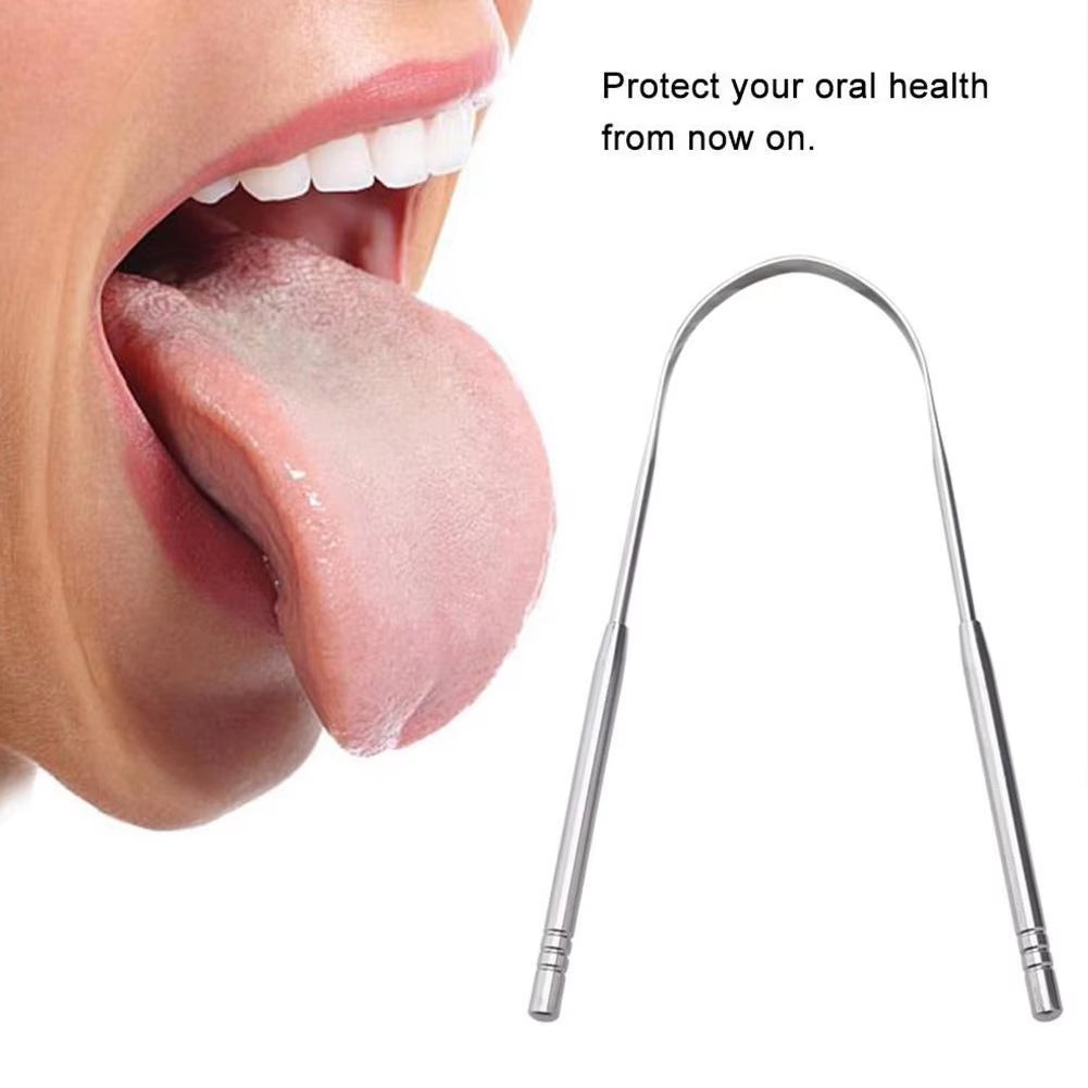 1Pcs Steel Tongue Scraper U-Shaped Metal Fresh Breath Cleaning Coated Tongue Toothbrush Oral Hygiene Care Tools