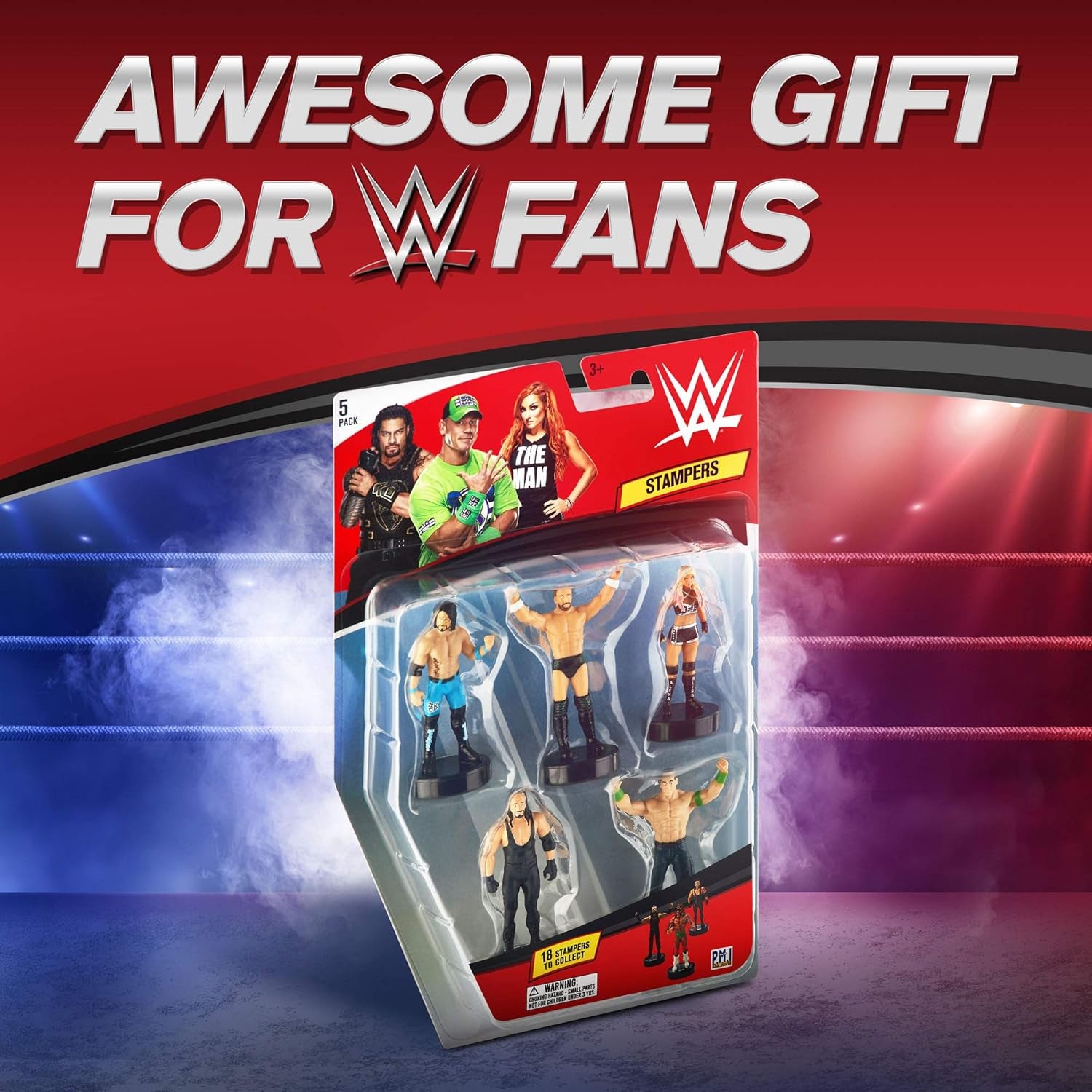 WWE Superstar Stampers, Set of 5 - Self-Inking WWE Superstars for Crafts, Party Decor, Cake Toppers Gifts - Ultimate Warrior, Rey Mysterio, the Rock, and More by , 2.3-2.5 In. Tall.