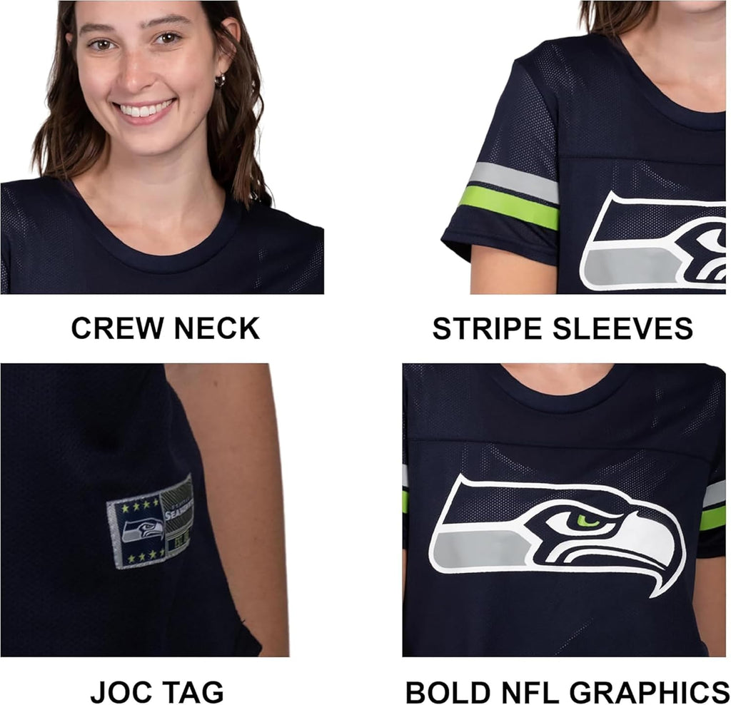 Women'S NFL Official Soft Mesh Varsity Stripe T-Shirt
