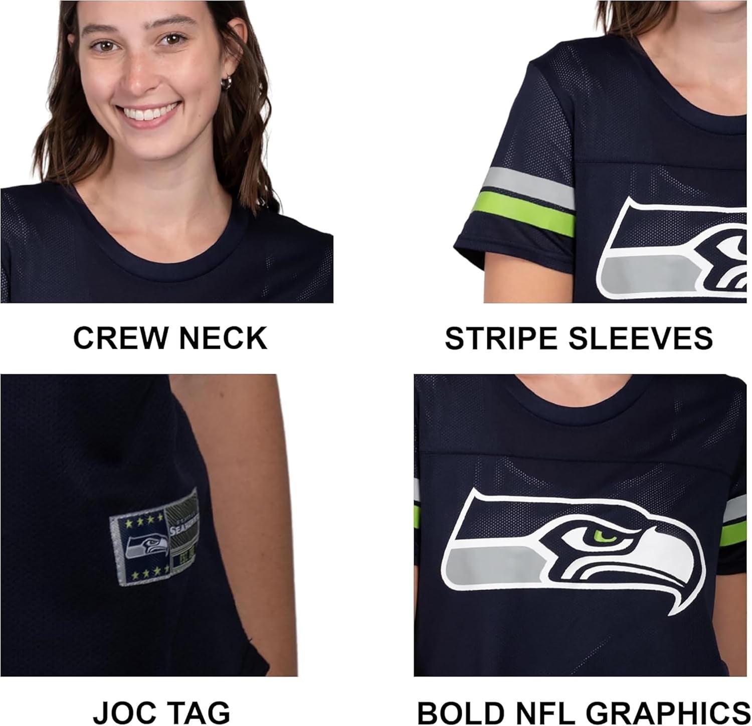 Women'S NFL Official Soft Mesh Varsity Stripe T-Shirt