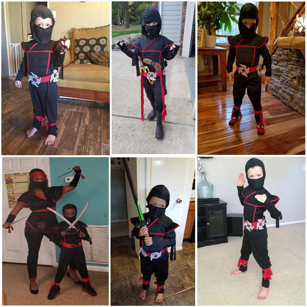 Halloween Ninja Costume Kids Ninja Muscle Costumes Boys Ninja Set Accessories Best Children Gift(Kids-M-6/7T)