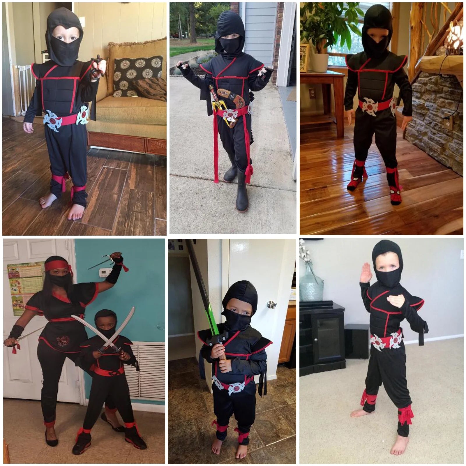 Halloween Ninja Costume Kids Ninja Muscle Costumes Boys Ninja Set Accessories Best Children Gift(Kids-M-6/7T)