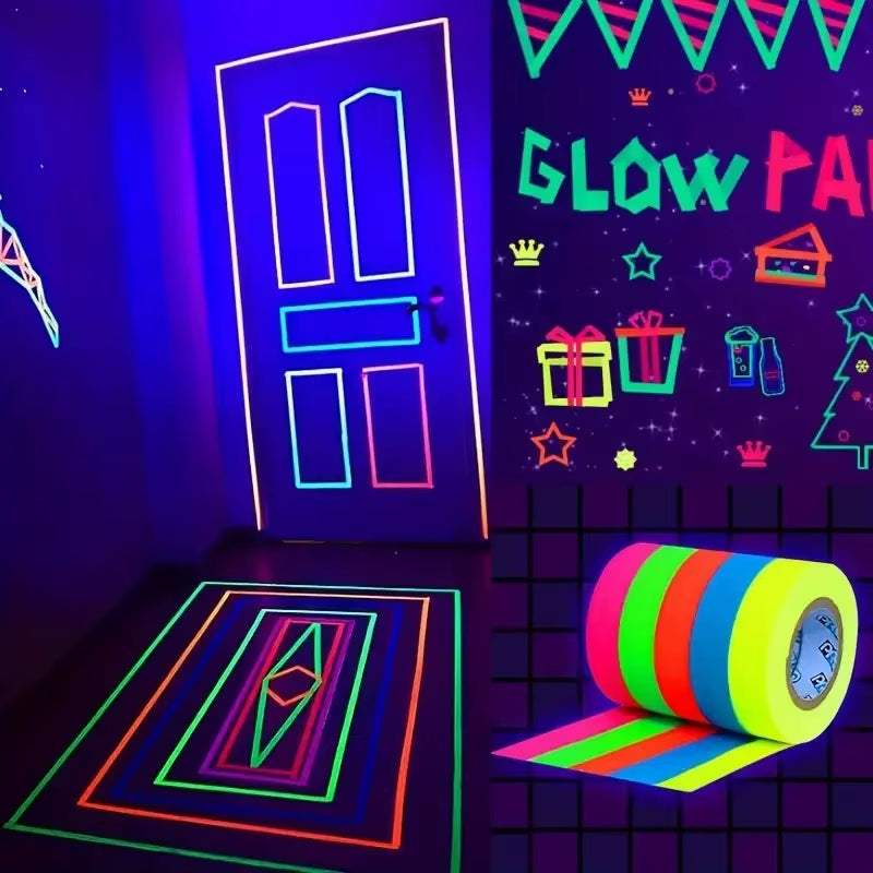 6Pcs/Set Tape Fluorescent Tape Self Adhesive Sticker Reactive Black Light Reactive Photography Home Decor DIY Crafts