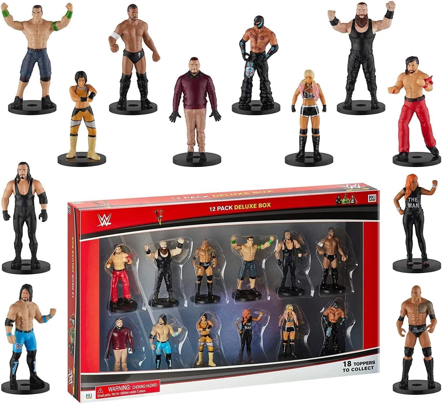 WWE Superstar Pencil Toppers, Set of 12 – WWE Superstars for Writing, Party Decor, Toppers Gifts – Bray Wyatt, Undertaker, Becky Lynch, Braun Strowman and More – Set A
