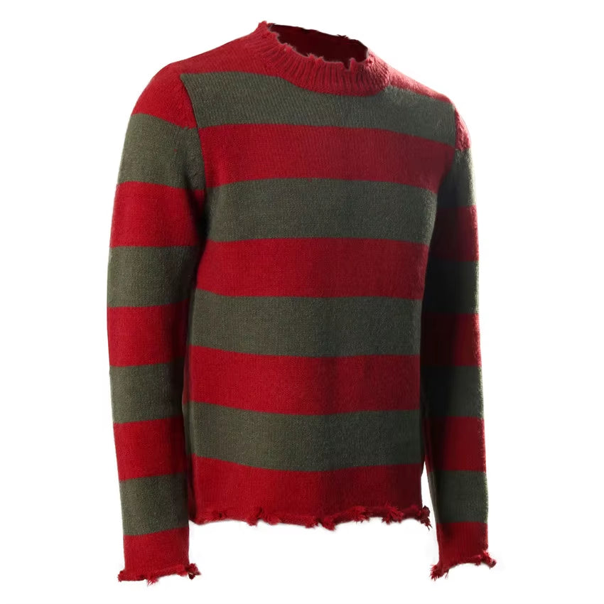Freddy Krueger Sweater Halloween Cosplay Costume Adult Red Green Stripes Men‘S Outfits Gift Theme Party Carnival