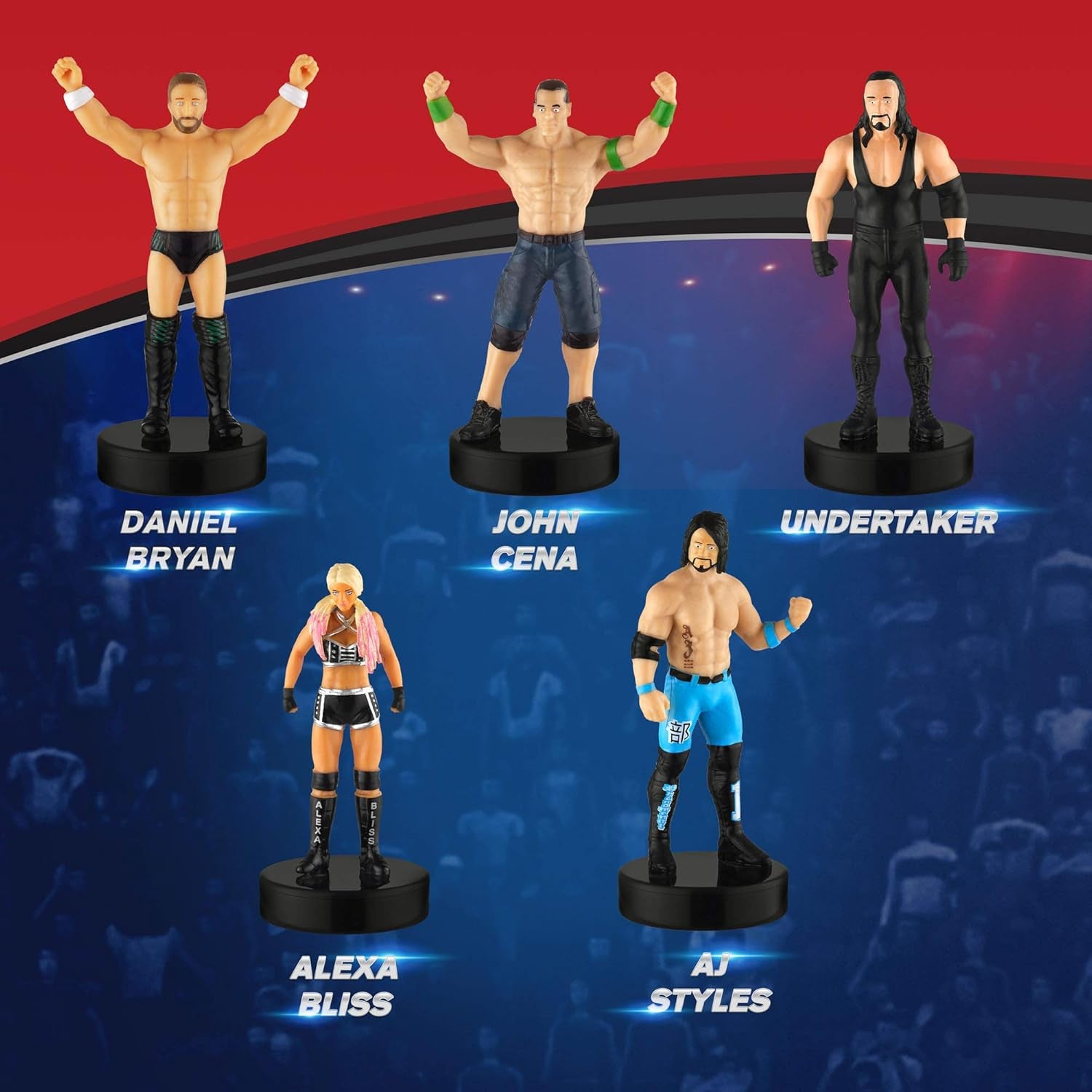 WWE Superstar Stampers, Set of 5 - Self-Inking WWE Superstars for Crafts, Party Decor, Cake Toppers Gifts - Ultimate Warrior, Rey Mysterio, the Rock, and More by , 2.3-2.5 In. Tall.