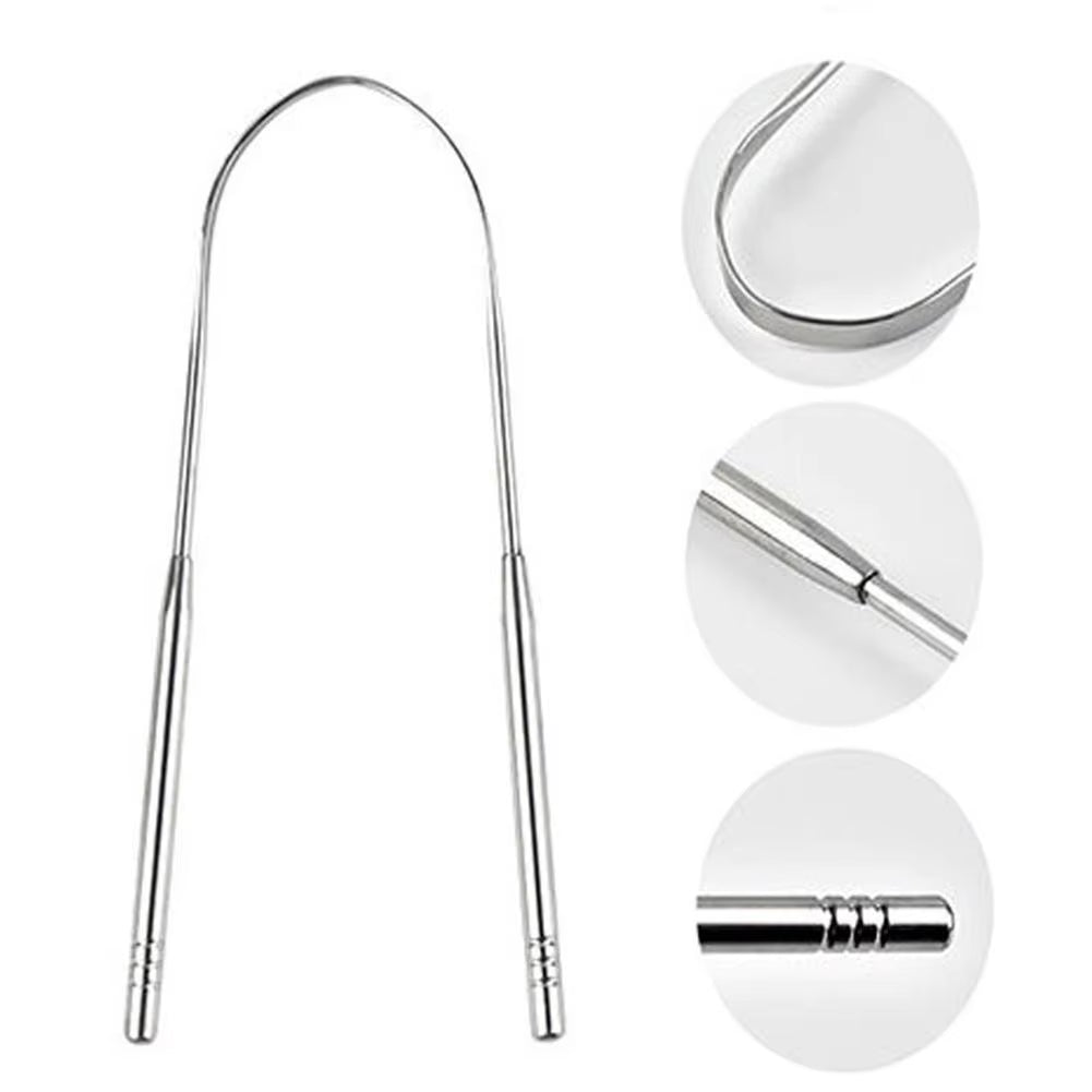 1Pcs Steel Tongue Scraper U-Shaped Metal Fresh Breath Cleaning Coated Tongue Toothbrush Oral Hygiene Care Tools