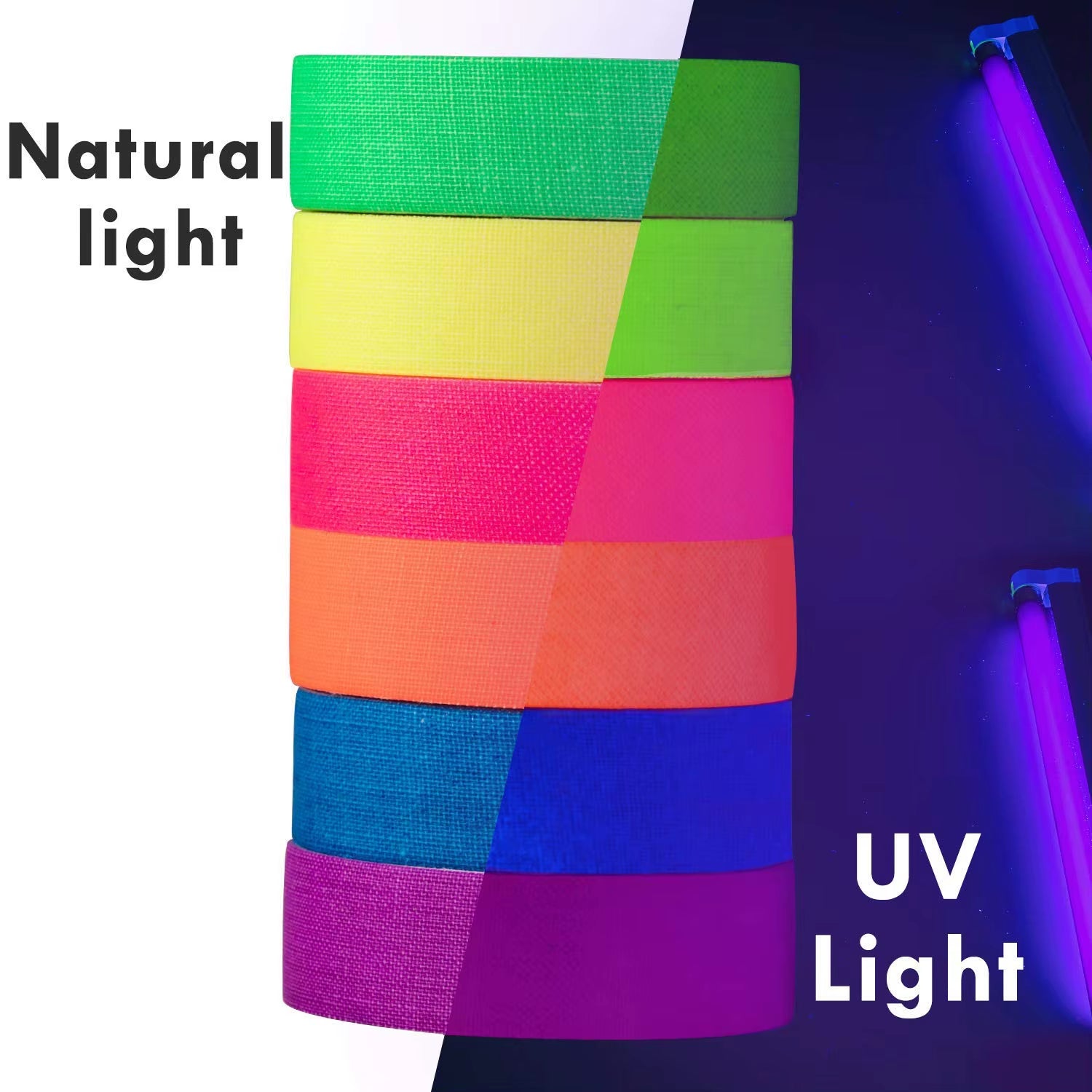 6Pcs/Set Tape Fluorescent Tape Self Adhesive Sticker Reactive Black Light Reactive Photography Home Decor DIY Crafts