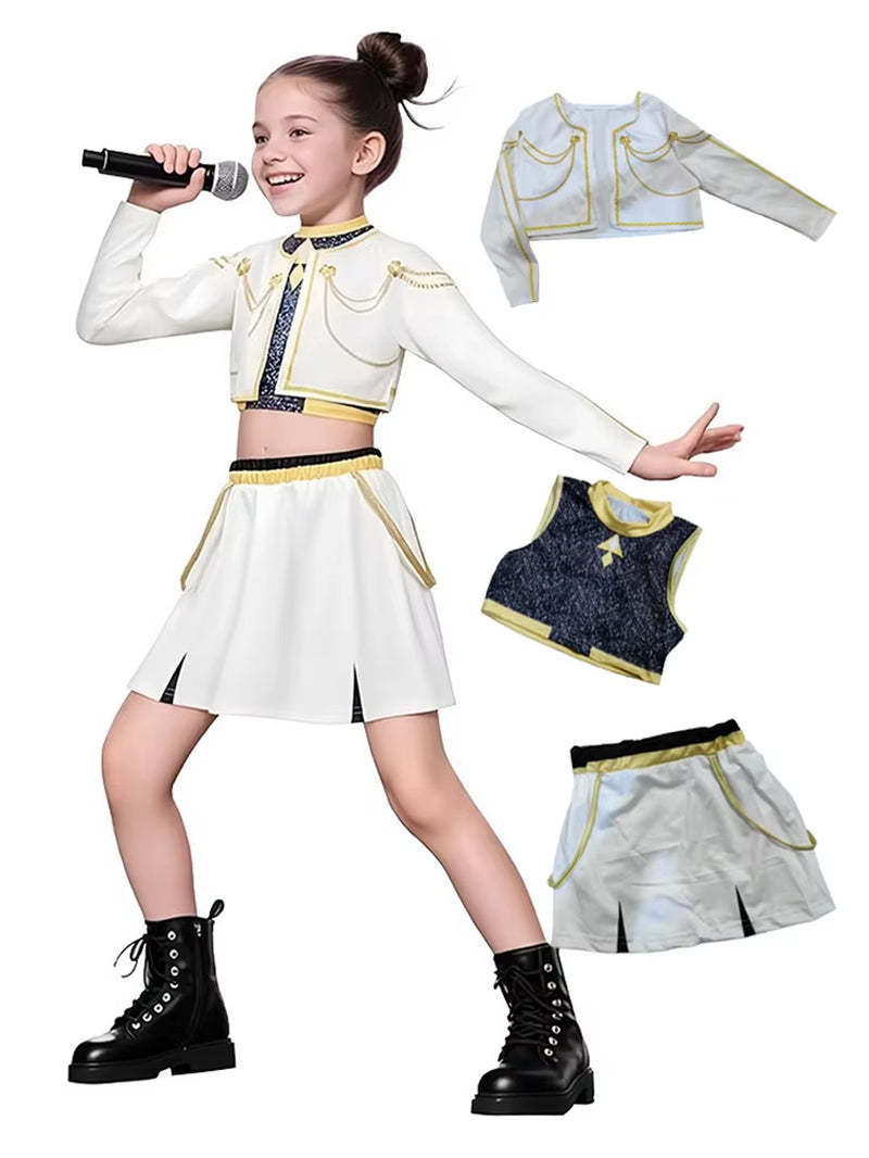 Kids Rumi Mira Zoey Cosplay Kpop Demon Hunters Girl Costume K Pop Huntrix Golden Costume Child Halloween Party Clolthes Outfit