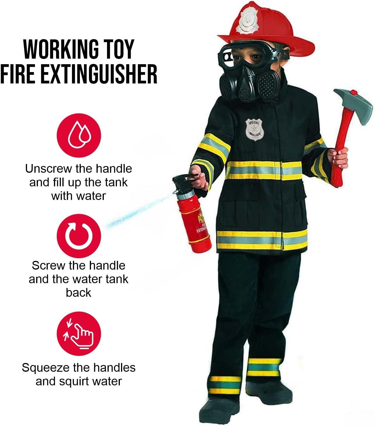 Firefighter Costume for Kids (2 Colors) - Boys Fireman & Fire Fighter Costume for Halloween