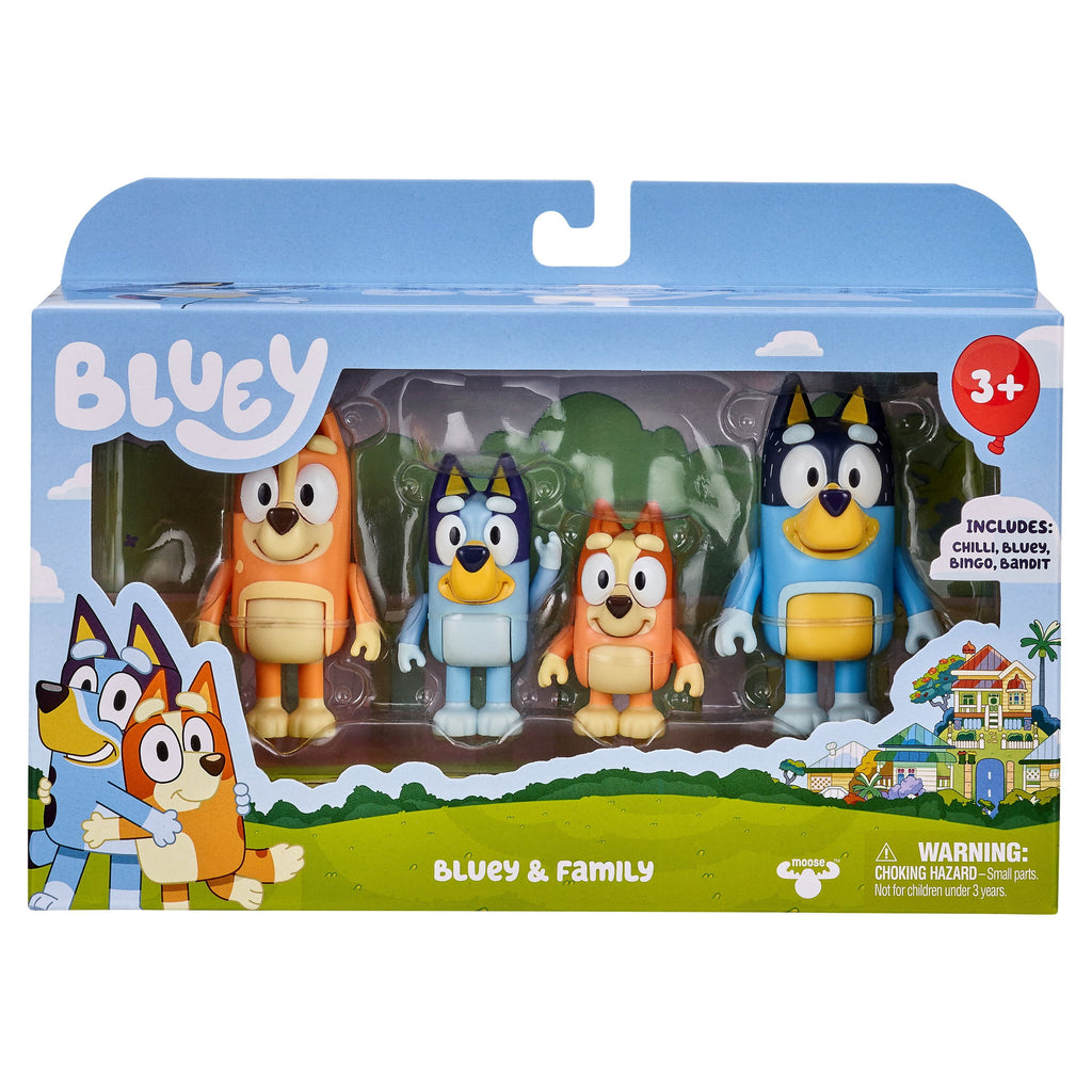 Family Figure 4-Pack, with Mum Dad Bingo , Toys for Kids 3-6 Years