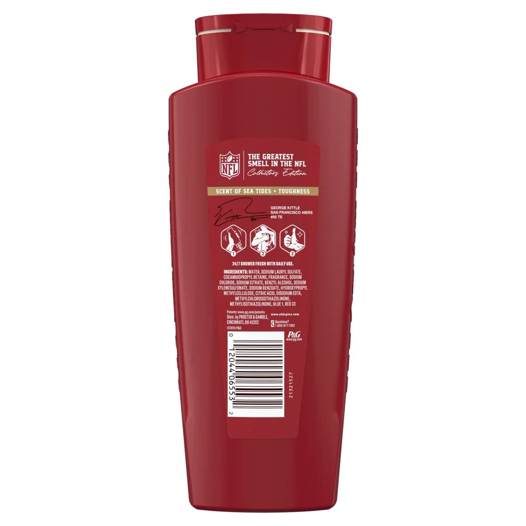 Body Wash for Men, NFL Collection, Kittle Can Cook, Scent of Sea Tides + Toughness, 24Oz