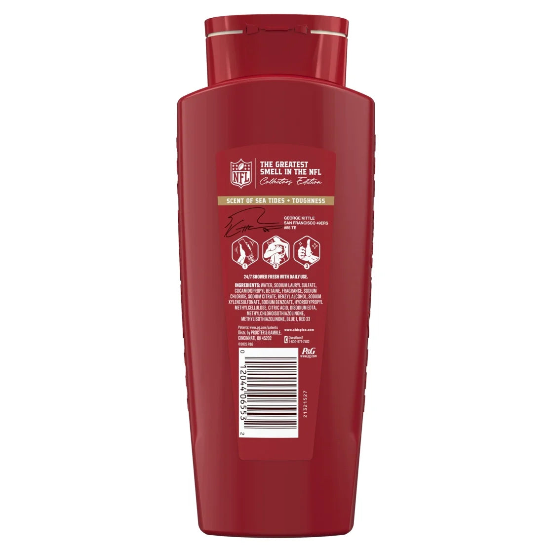 Body Wash for Men, NFL Collection, Kittle Can Cook, Scent of Sea Tides + Toughness, 24Oz
