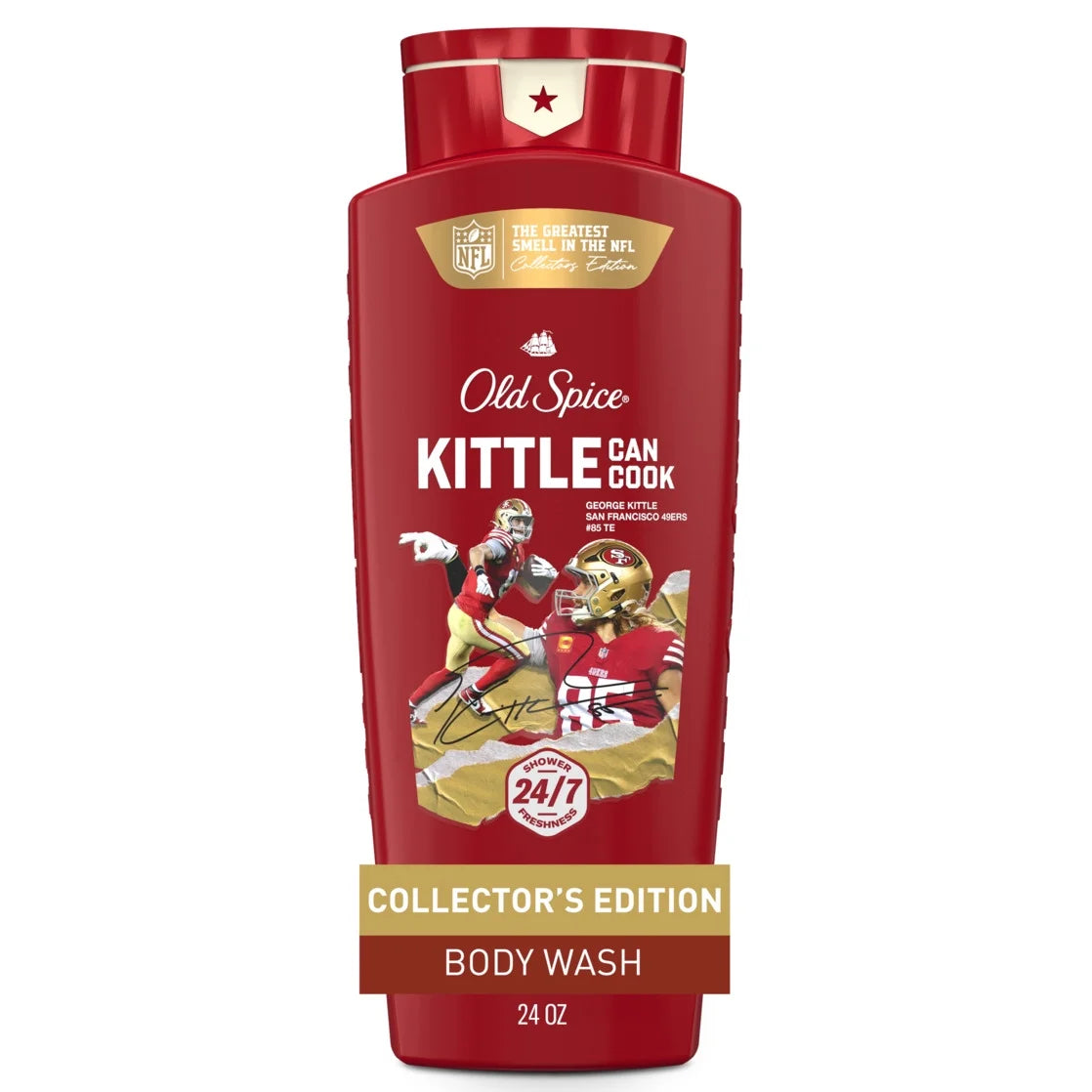 Body Wash for Men, NFL Collection, Kittle Can Cook, Scent of Sea Tides + Toughness, 24Oz