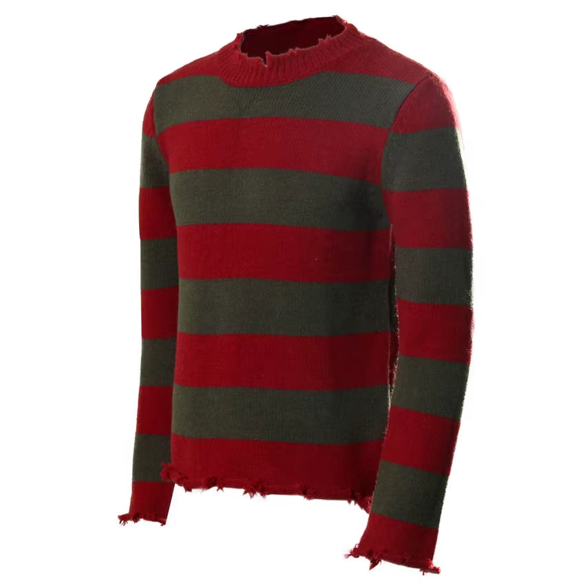 Freddy Krueger Sweater Halloween Cosplay Costume Adult Red Green Stripes Men‘S Outfits Gift Theme Party Carnival