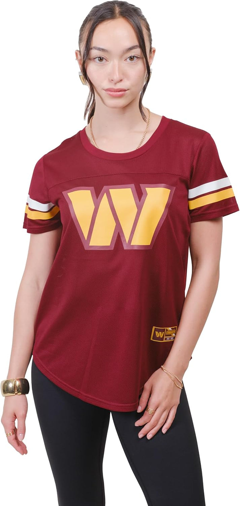 Women'S NFL Official Soft Mesh Varsity Stripe T-Shirt