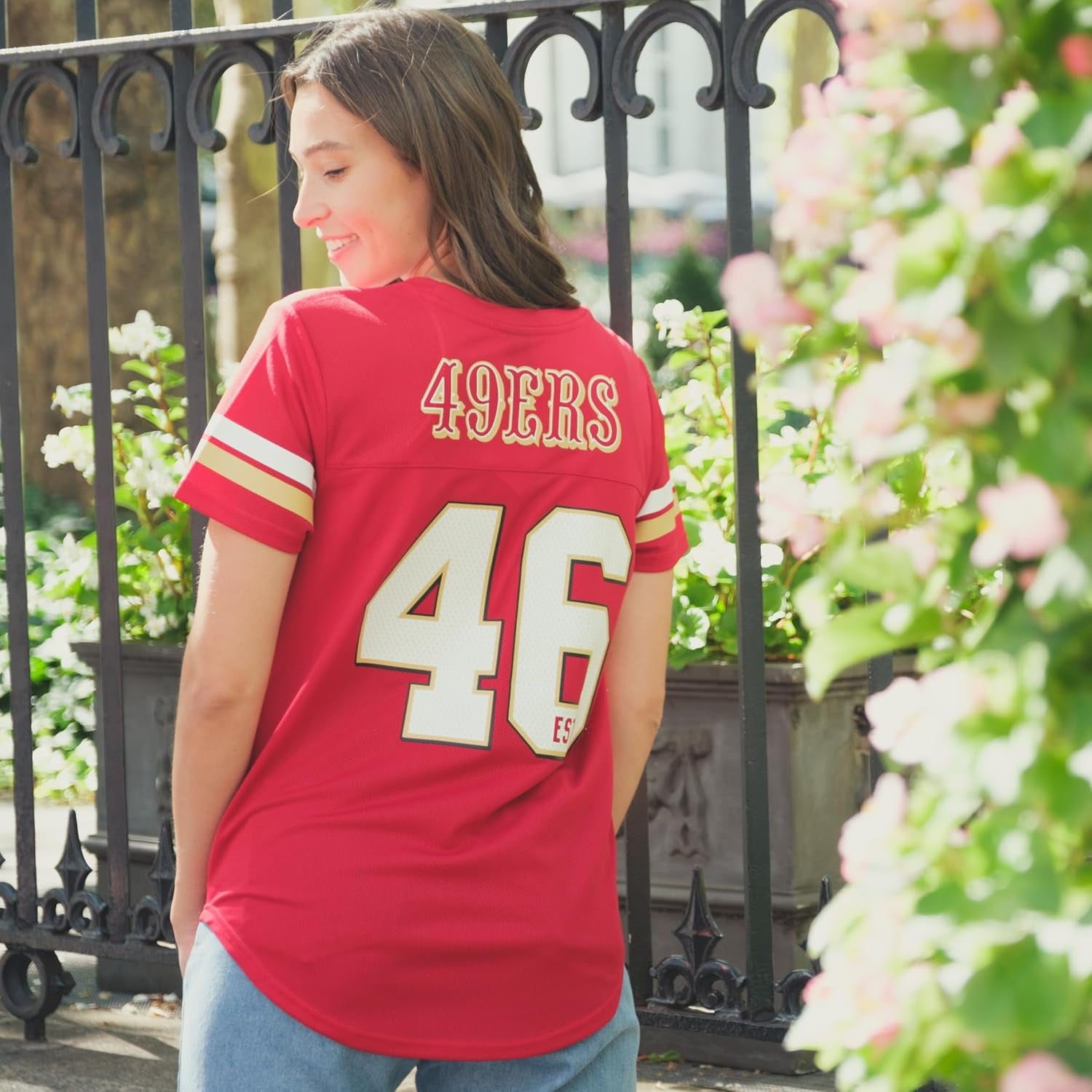 Women'S NFL Official Soft Mesh Varsity Stripe T-Shirt