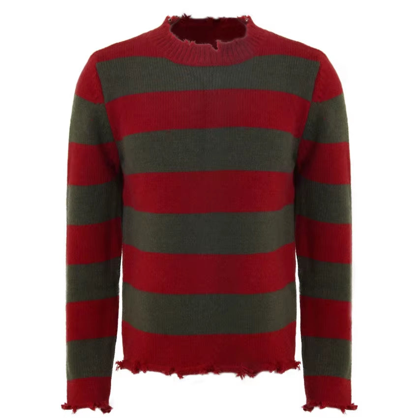 Freddy Krueger Sweater Halloween Cosplay Costume Adult Red Green Stripes Men‘S Outfits Gift Theme Party Carnival